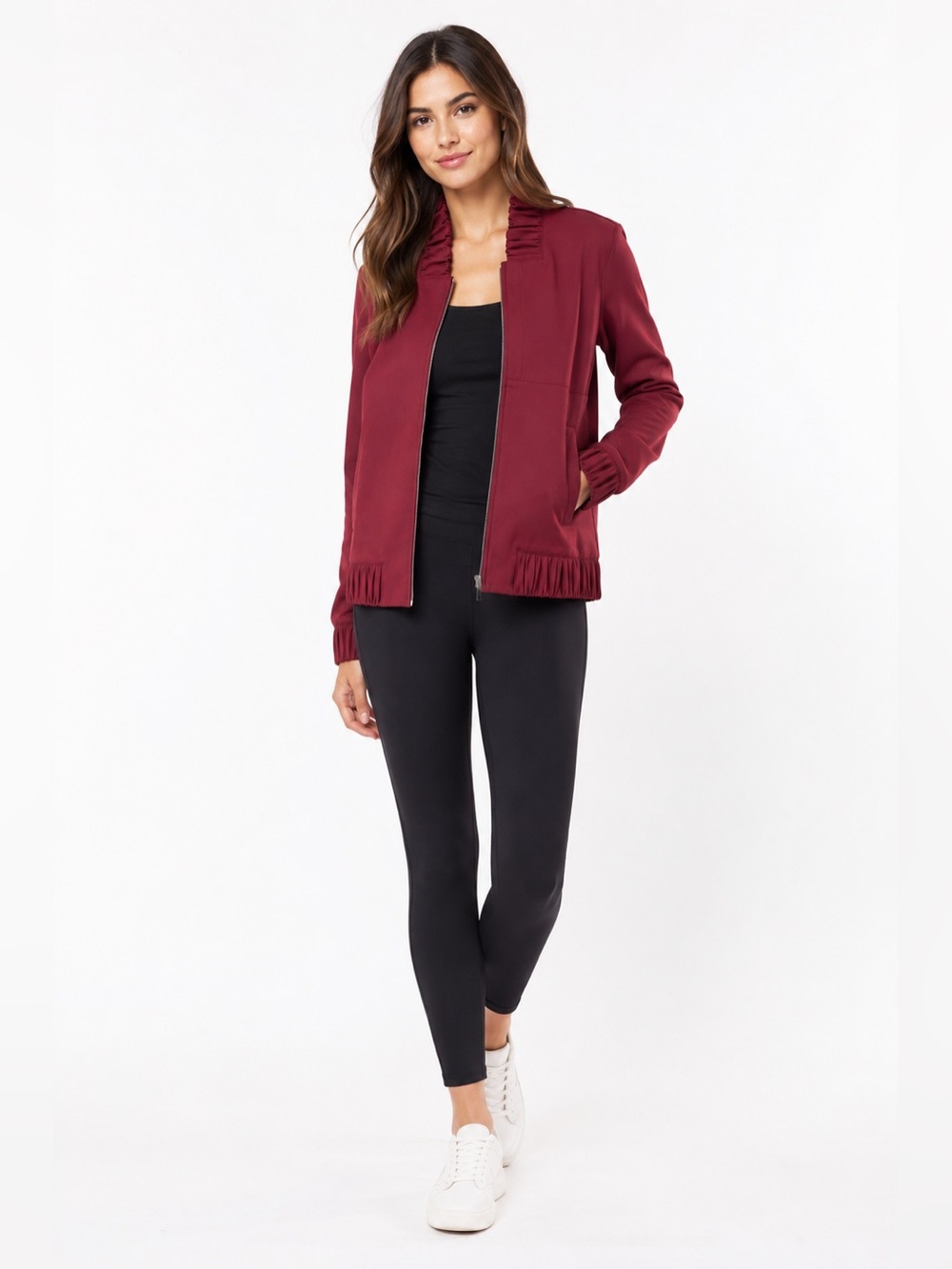 BNWT APL Athletic Propulsion Labs Perfect Wool Bomber Jacket Burgundy XS i